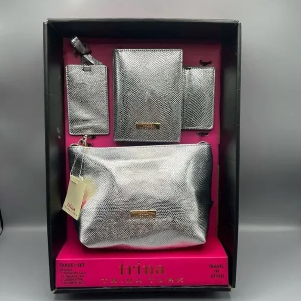 Trina Turk Travel In Style 4 PC Travel Set - Silver